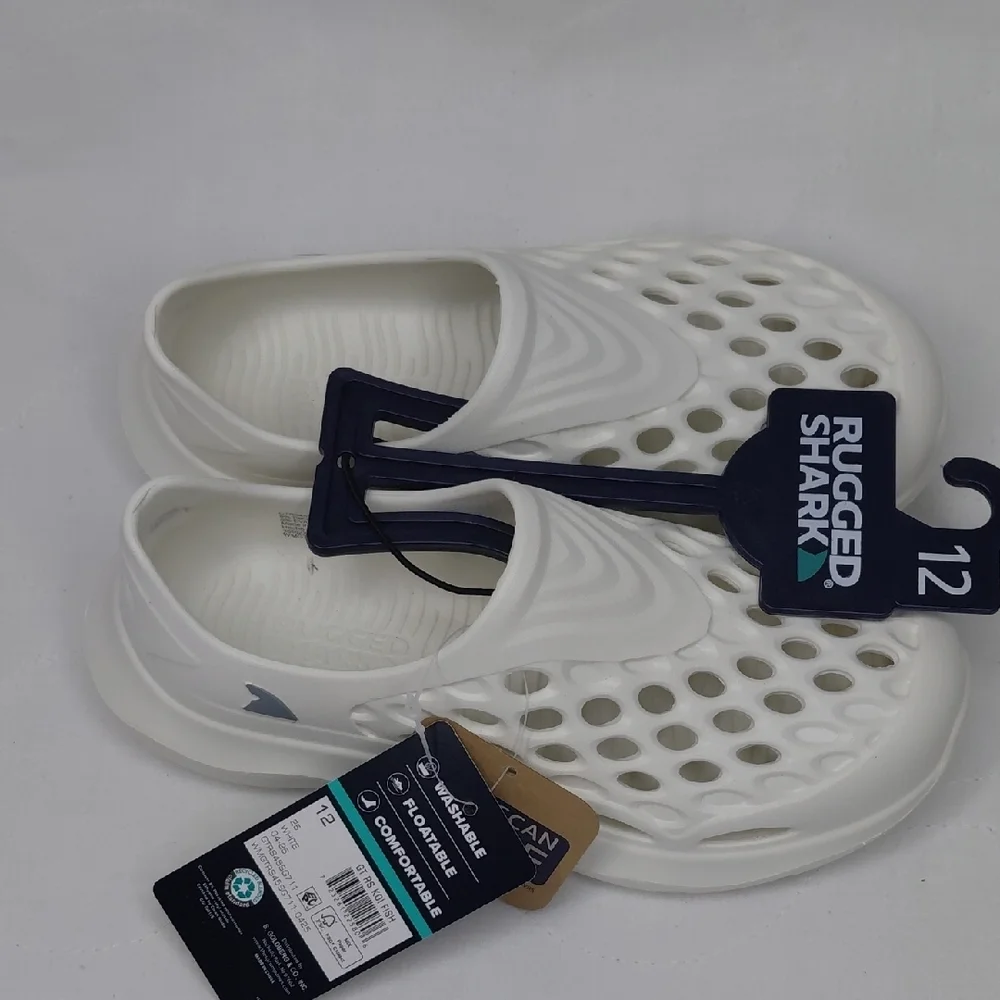 Rugged Shark White Boys Water Shoes Sz 12